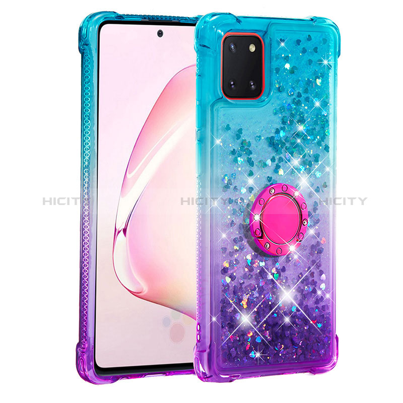 Funda Silicona Carcasa Goma Bling-Bling con Anillo de dedo Soporte S02 para Samsung Galaxy Note 10 Lite