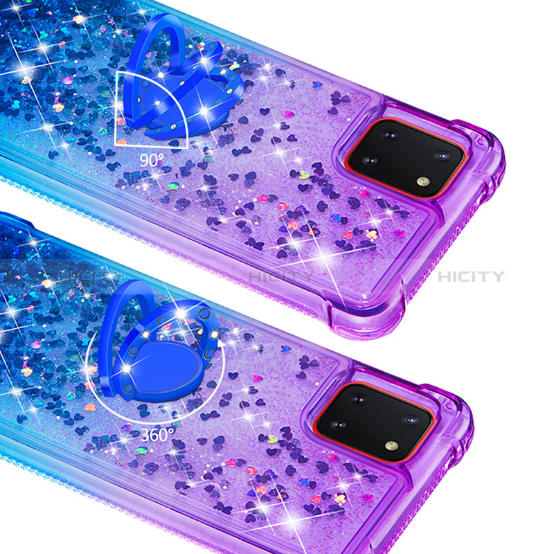 Funda Silicona Carcasa Goma Bling-Bling con Anillo de dedo Soporte S02 para Samsung Galaxy Note 10 Lite