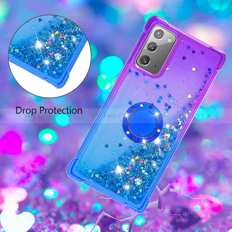 Funda Silicona Carcasa Goma Bling-Bling con Anillo de dedo Soporte S02 para Samsung Galaxy Note 20 5G