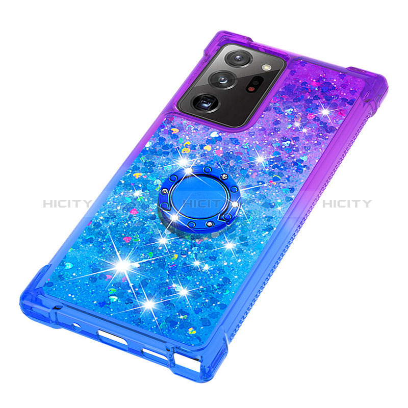 Funda Silicona Carcasa Goma Bling-Bling con Anillo de dedo Soporte S02 para Samsung Galaxy Note 20 Ultra 5G