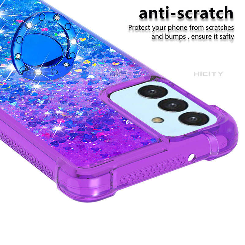 Funda Silicona Carcasa Goma Bling-Bling con Anillo de dedo Soporte S02 para Samsung Galaxy Quantum2 5G