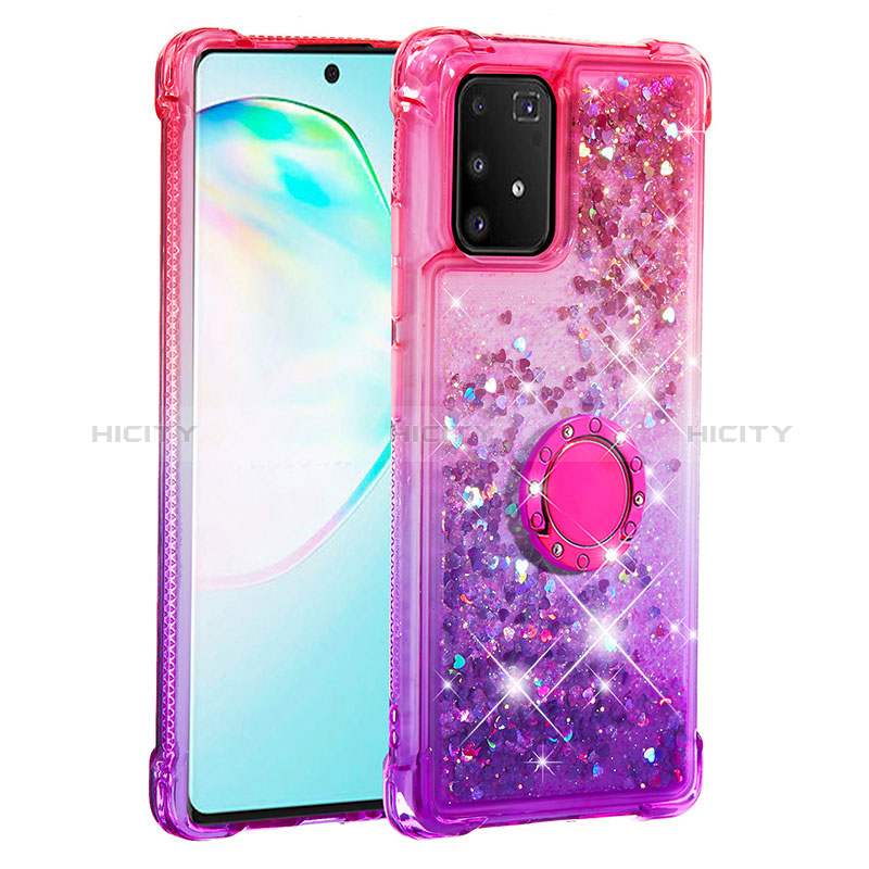 Funda Silicona Carcasa Goma Bling-Bling con Anillo de dedo Soporte S02 para Samsung Galaxy S10 Lite