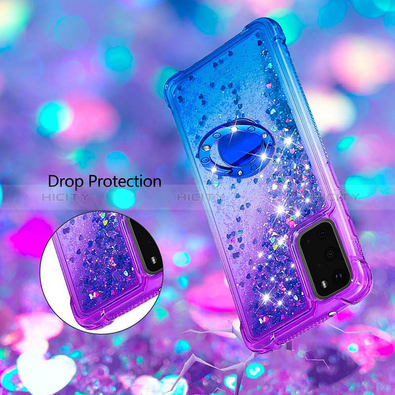 Funda Silicona Carcasa Goma Bling-Bling con Anillo de dedo Soporte S02 para Samsung Galaxy S20 5G