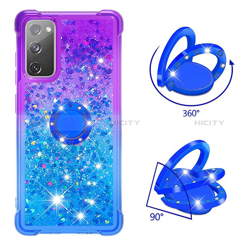 Funda Silicona Carcasa Goma Bling-Bling con Anillo de dedo Soporte S02 para Samsung Galaxy S20 FE (2022) 5G