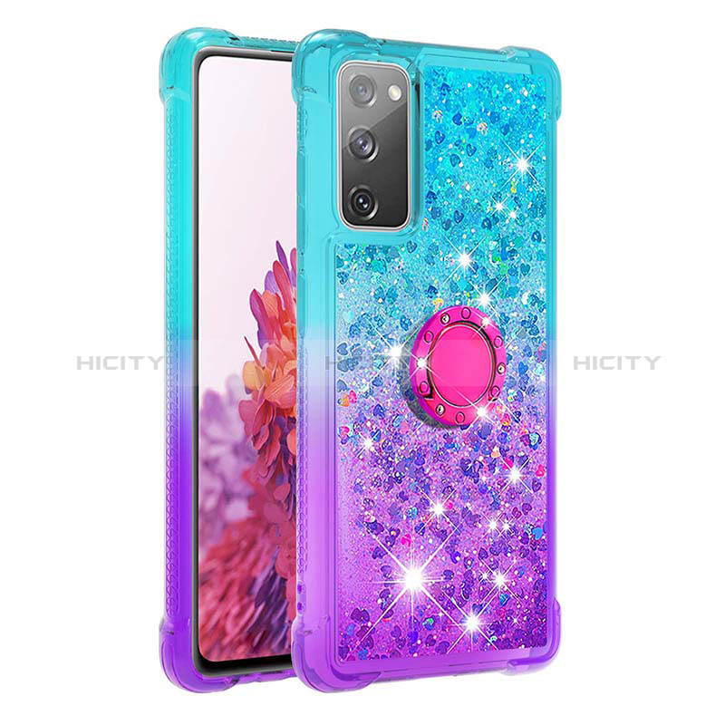 Funda Silicona Carcasa Goma Bling-Bling con Anillo de dedo Soporte S02 para Samsung Galaxy S20 FE 5G