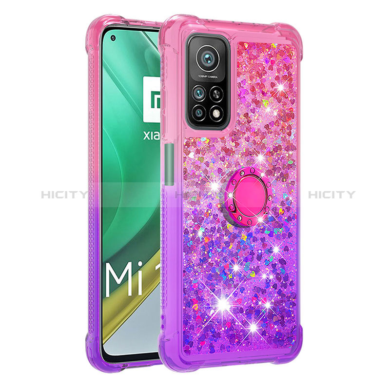 Funda Silicona Carcasa Goma Bling-Bling con Anillo de dedo Soporte S02 para Xiaomi Mi 10T 5G