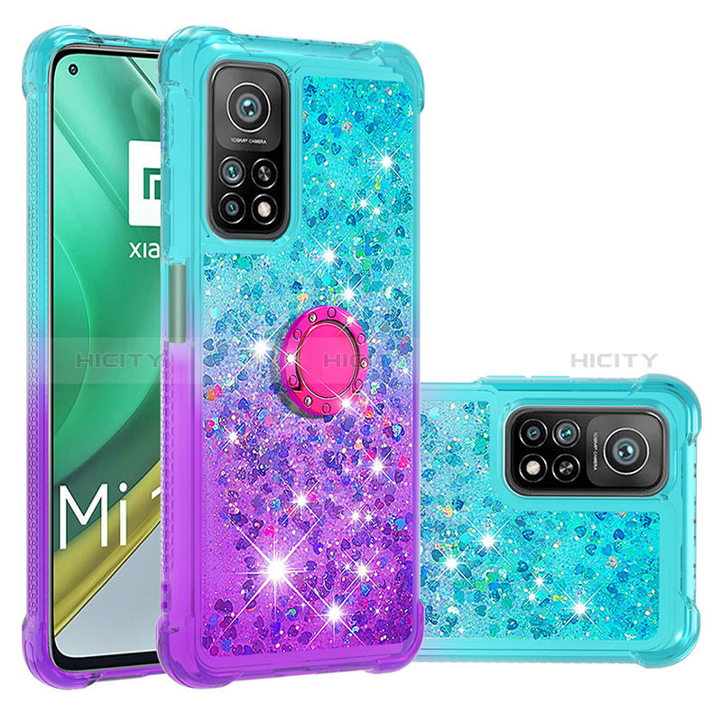 Funda Silicona Carcasa Goma Bling-Bling con Anillo de dedo Soporte S02 para Xiaomi Mi 10T 5G