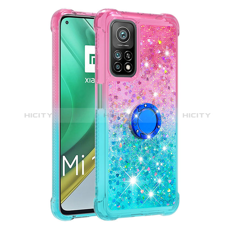 Funda Silicona Carcasa Goma Bling-Bling con Anillo de dedo Soporte S02 para Xiaomi Mi 10T Pro 5G