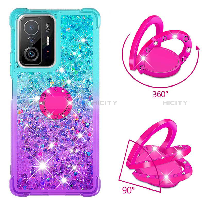 Funda Silicona Carcasa Goma Bling-Bling con Anillo de dedo Soporte S02 para Xiaomi Mi 11T 5G