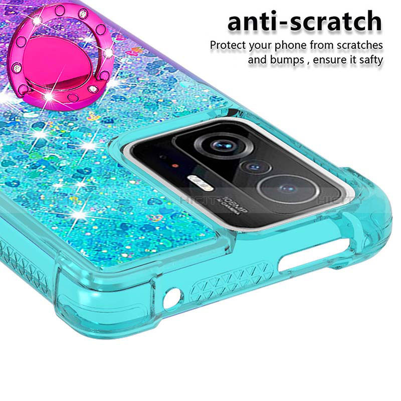 Funda Silicona Carcasa Goma Bling-Bling con Anillo de dedo Soporte S02 para Xiaomi Mi 11T 5G