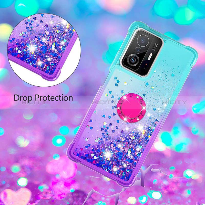 Funda Silicona Carcasa Goma Bling-Bling con Anillo de dedo Soporte S02 para Xiaomi Mi 11T 5G