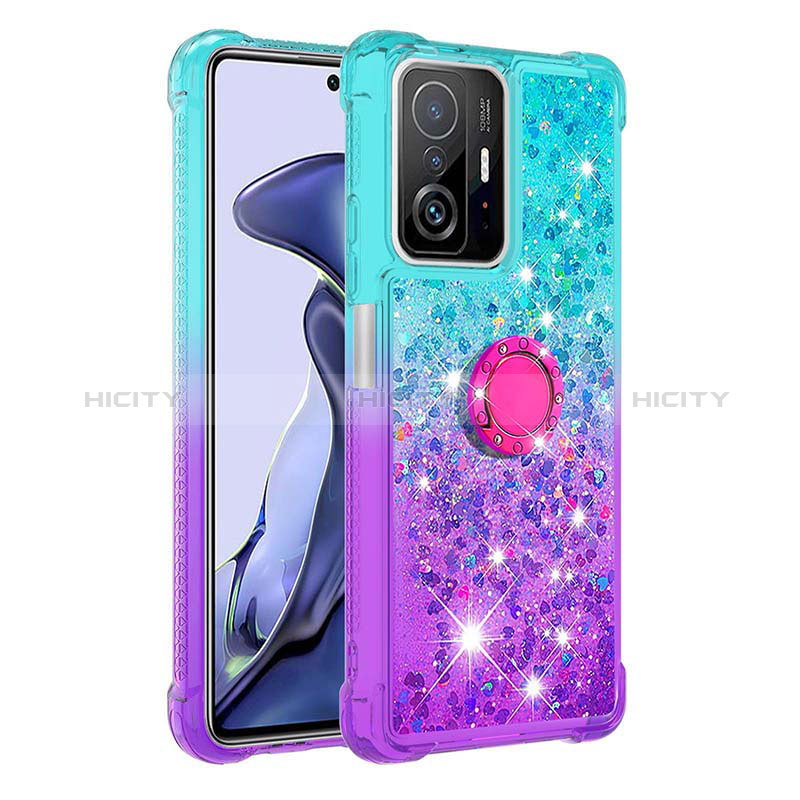 Funda Silicona Carcasa Goma Bling-Bling con Anillo de dedo Soporte S02 para Xiaomi Mi 11T Pro 5G