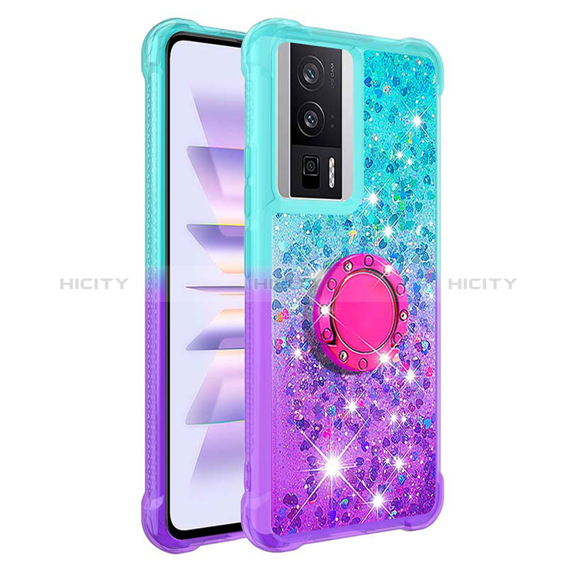 Funda Silicona Carcasa Goma Bling-Bling con Anillo de dedo Soporte S02 para Xiaomi Poco F5 Pro 5G