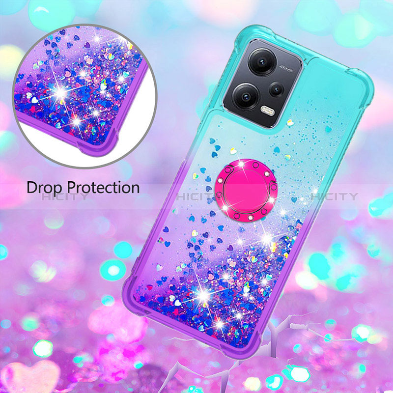 Funda Silicona Carcasa Goma Bling-Bling con Anillo de dedo Soporte S02 para Xiaomi Poco X5 5G