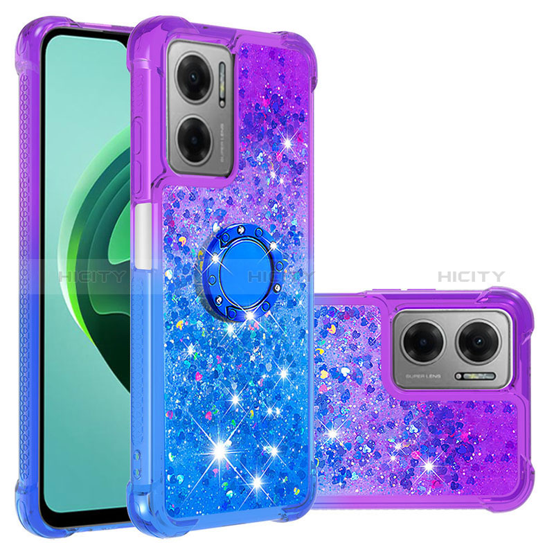 Funda Silicona Carcasa Goma Bling-Bling con Anillo de dedo Soporte S02 para Xiaomi Redmi 10 Prime Plus 5G