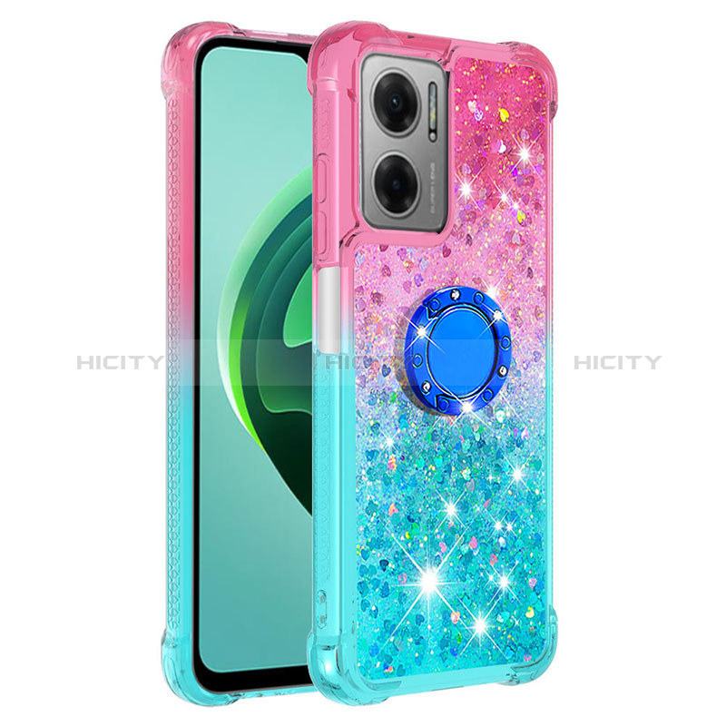 Funda Silicona Carcasa Goma Bling-Bling con Anillo de dedo Soporte S02 para Xiaomi Redmi 11 Prime 5G