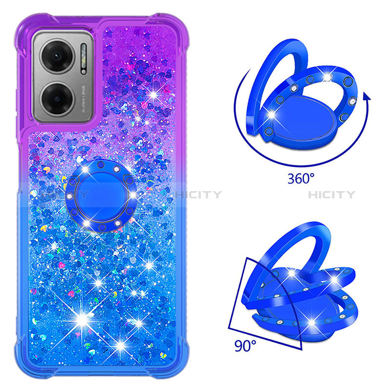 Funda Silicona Carcasa Goma Bling-Bling con Anillo de dedo Soporte S02 para Xiaomi Redmi 11 Prime 5G