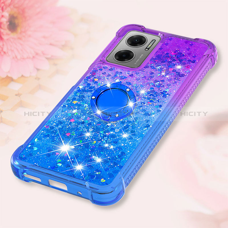 Funda Silicona Carcasa Goma Bling-Bling con Anillo de dedo Soporte S02 para Xiaomi Redmi 11 Prime 5G