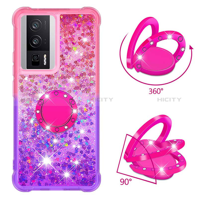 Funda Silicona Carcasa Goma Bling-Bling con Anillo de dedo Soporte S02 para Xiaomi Redmi K60 5G