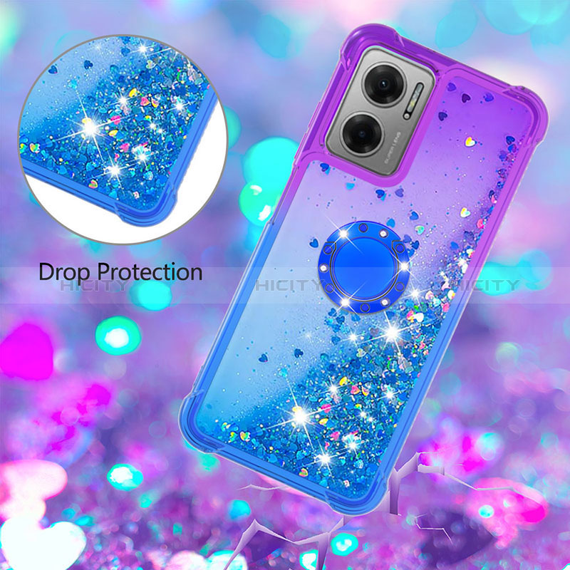 Funda Silicona Carcasa Goma Bling-Bling con Anillo de dedo Soporte S02 para Xiaomi Redmi Note 11E 5G