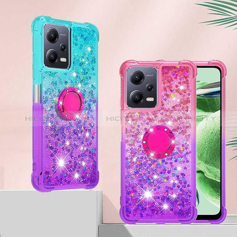 Funda Silicona Carcasa Goma Bling-Bling con Anillo de dedo Soporte S02 para Xiaomi Redmi Note 12 5G