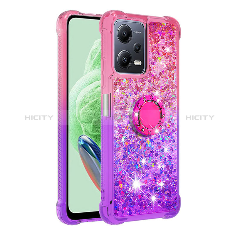 Funda Silicona Carcasa Goma Bling-Bling con Anillo de dedo Soporte S02 para Xiaomi Redmi Note 12 5G