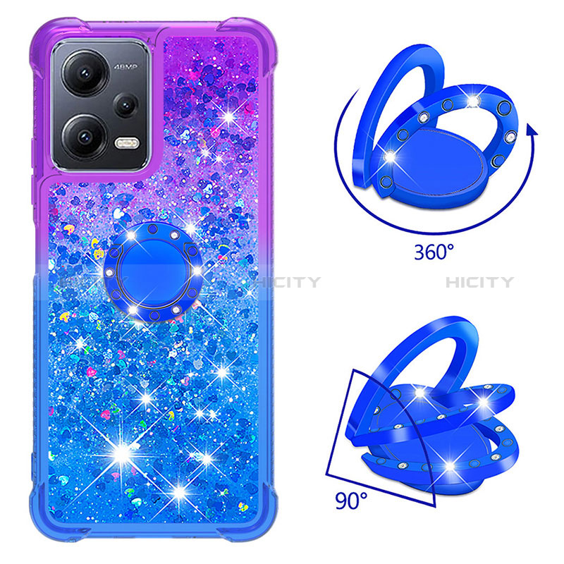 Funda Silicona Carcasa Goma Bling-Bling con Anillo de dedo Soporte S02 para Xiaomi Redmi Note 12 5G