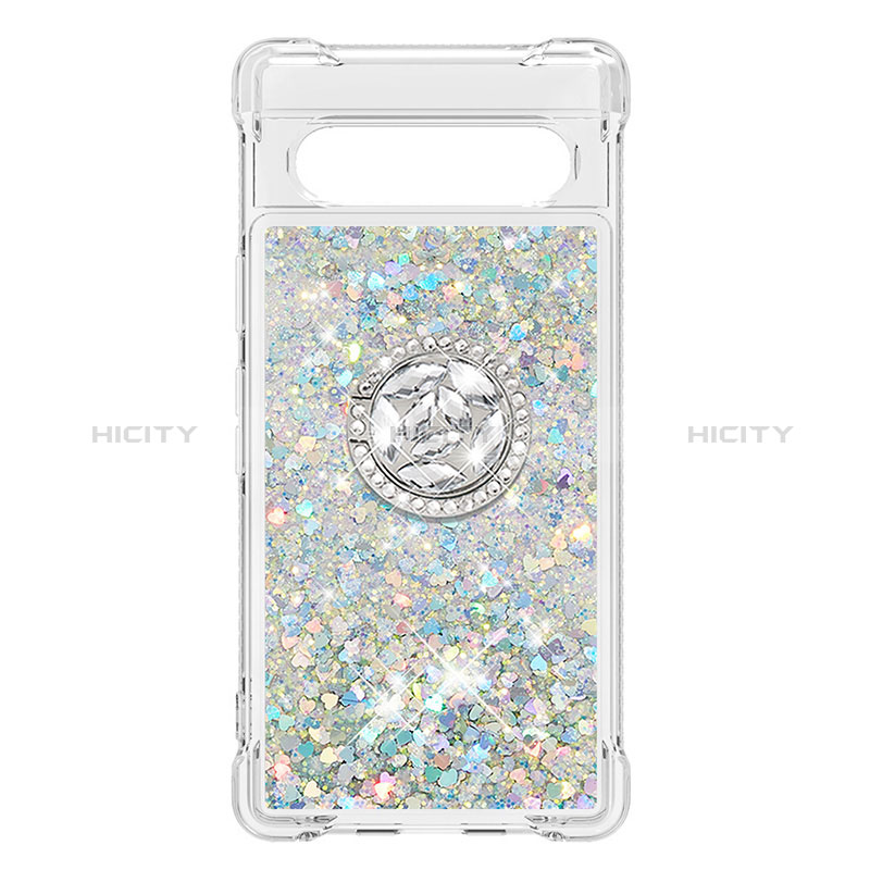 Funda Silicona Carcasa Goma Bling-Bling con Anillo de dedo Soporte S03 para Google Pixel 7a 5G