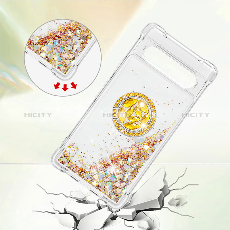 Funda Silicona Carcasa Goma Bling-Bling con Anillo de dedo Soporte S03 para Google Pixel 7a 5G