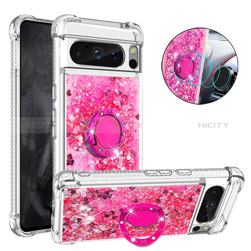 Funda Silicona Carcasa Goma Bling-Bling con Anillo de dedo Soporte S03 para Google Pixel 8 Pro 5G