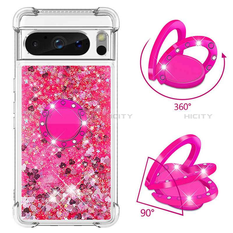 Funda Silicona Carcasa Goma Bling-Bling con Anillo de dedo Soporte S03 para Google Pixel 8 Pro 5G