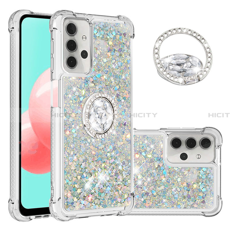 Funda Silicona Carcasa Goma Bling-Bling con Anillo de dedo Soporte S03 para Samsung Galaxy A32 4G Multicolor