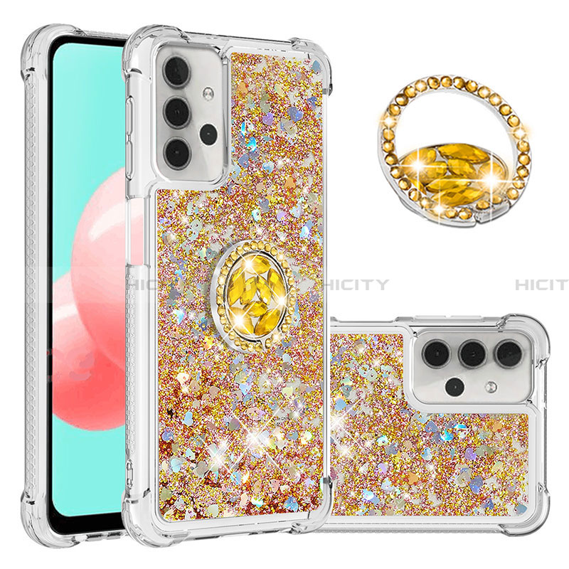 Funda Silicona Carcasa Goma Bling-Bling con Anillo de dedo Soporte S03 para Samsung Galaxy A32 5G