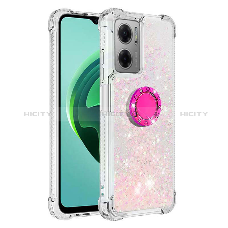 Funda Silicona Carcasa Goma Bling-Bling con Anillo de dedo Soporte S03 para Xiaomi Redmi Note 11E 5G