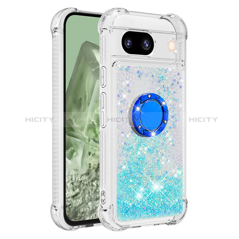 Funda Silicona Carcasa Goma Bling-Bling con Anillo de dedo Soporte YB1 para Google Pixel 8a 5G