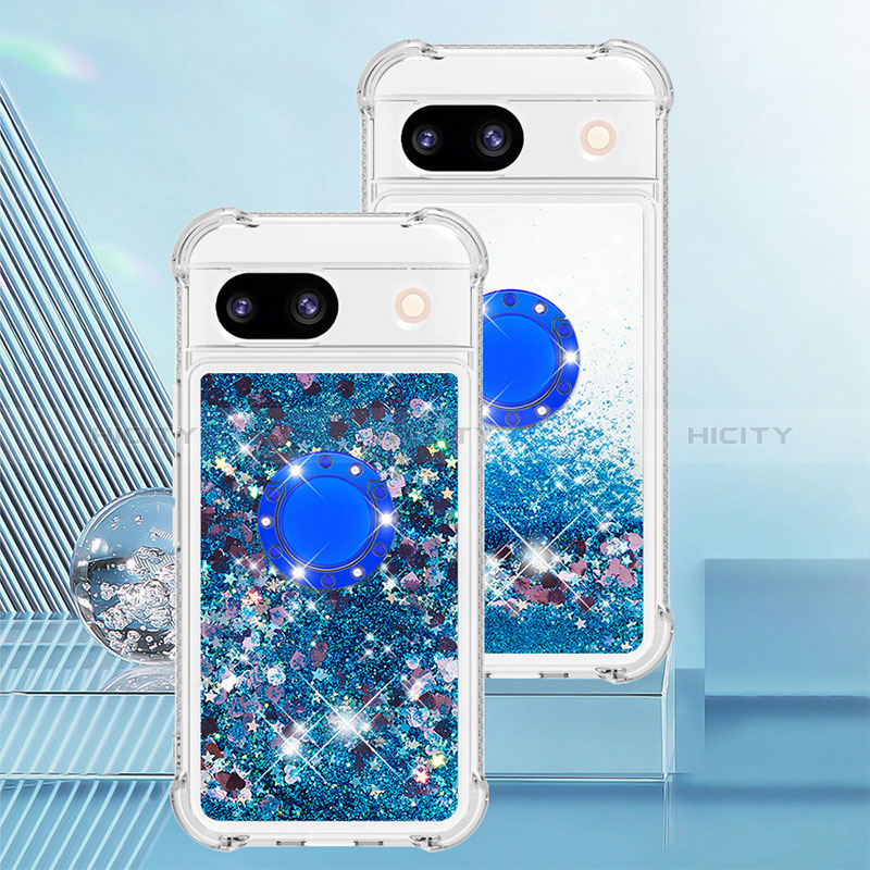 Funda Silicona Carcasa Goma Bling-Bling con Anillo de dedo Soporte YB1 para Google Pixel 8a 5G