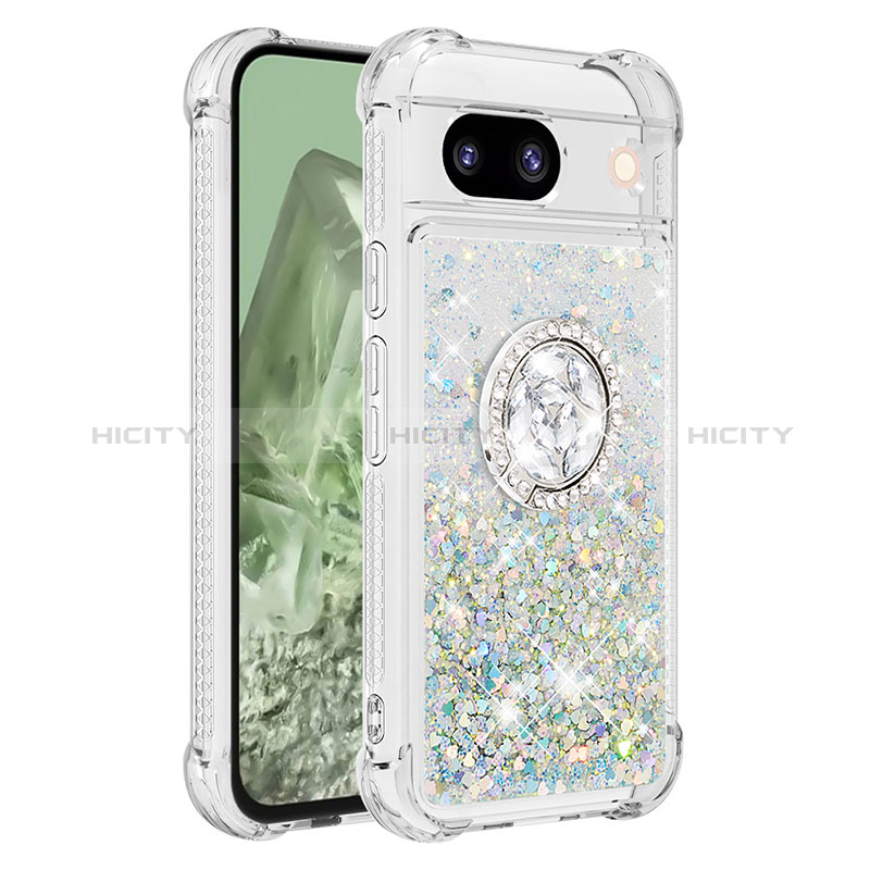 Funda Silicona Carcasa Goma Bling-Bling con Anillo de dedo Soporte YB1 para Google Pixel 8a 5G