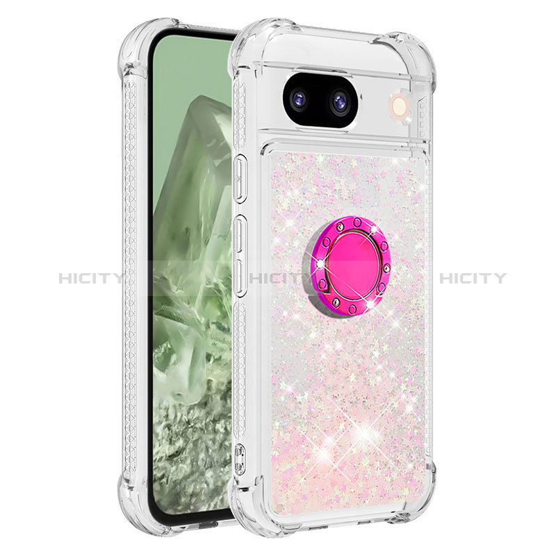 Funda Silicona Carcasa Goma Bling-Bling con Anillo de dedo Soporte YB1 para Google Pixel 8a 5G