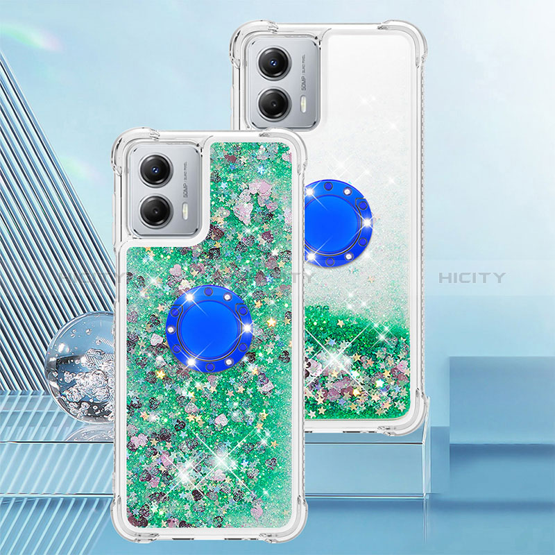 Funda Silicona Carcasa Goma Bling-Bling con Anillo de dedo Soporte YB1 para Motorola Moto G 5G (2023) Verde