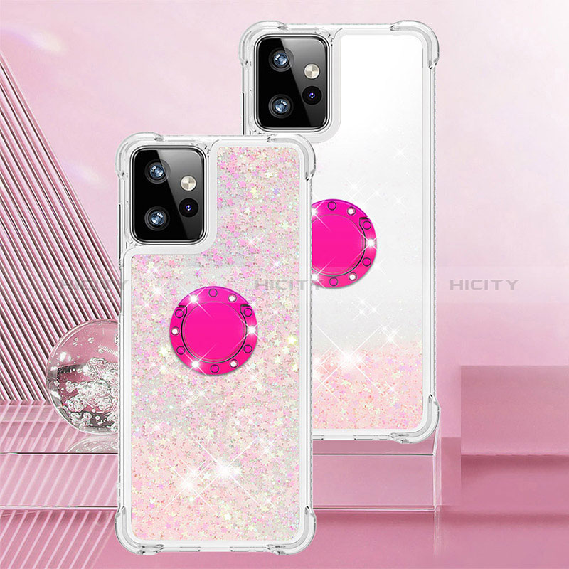 Funda Silicona Carcasa Goma Bling-Bling con Anillo de dedo Soporte YB1 para Motorola Moto G Power 5G (2023) Rosa