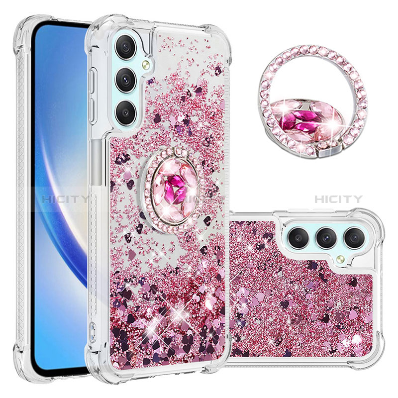 Funda Silicona Carcasa Goma Bling-Bling con Anillo de dedo Soporte YB1 para Samsung Galaxy A24 4G