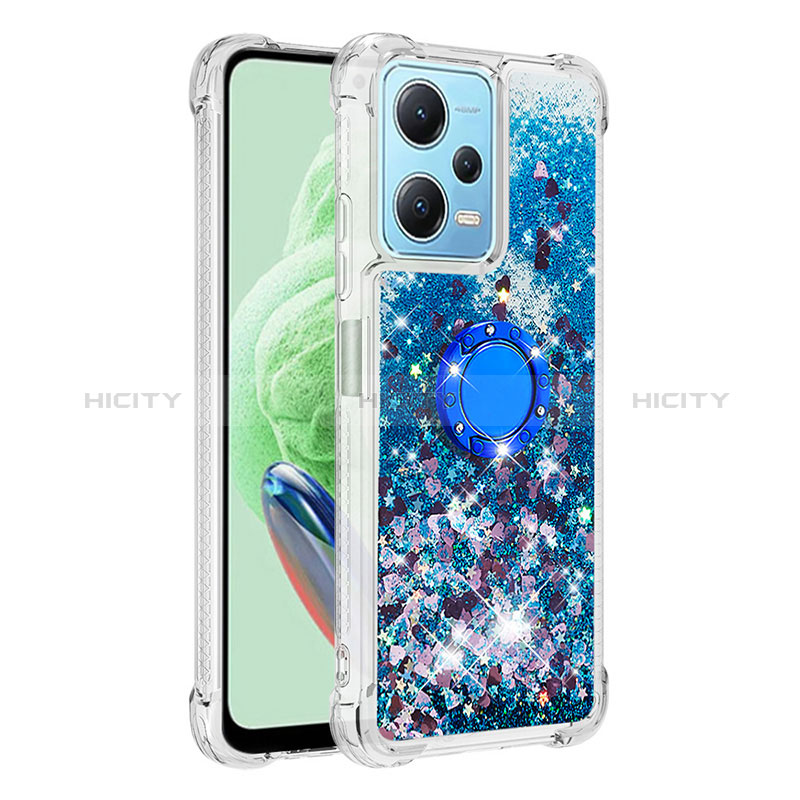 Funda Silicona Carcasa Goma Bling-Bling con Anillo de dedo Soporte YB1 para Xiaomi Poco X5 5G Azul