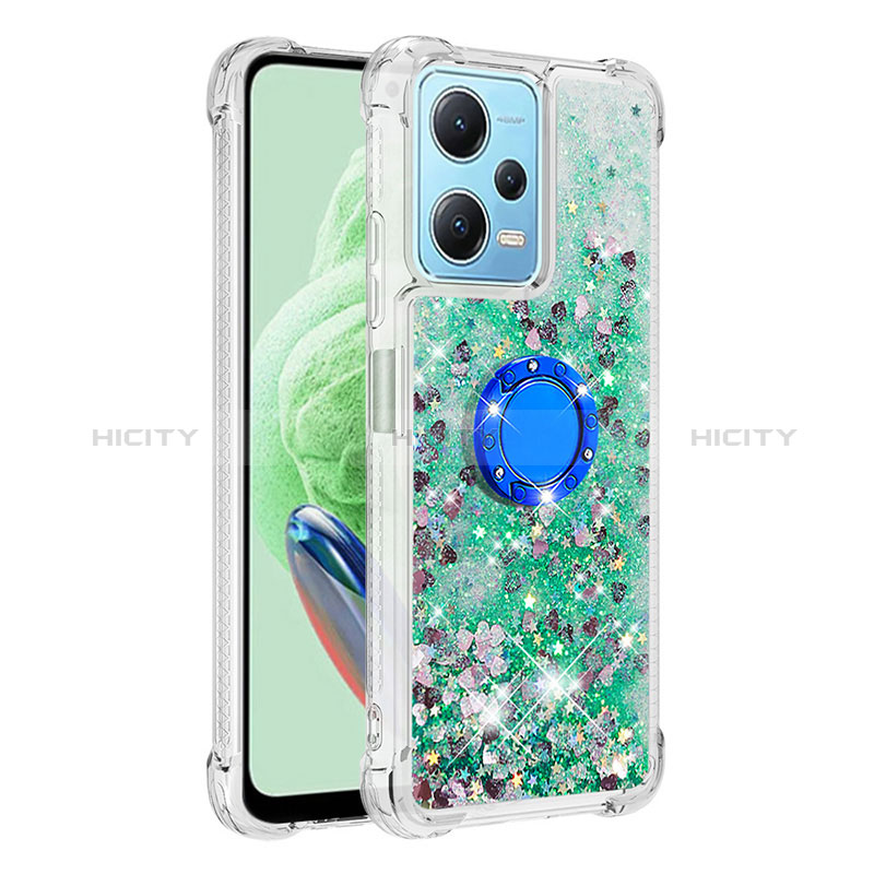 Funda Silicona Carcasa Goma Bling-Bling con Anillo de dedo Soporte YB1 para Xiaomi Poco X5 5G Verde