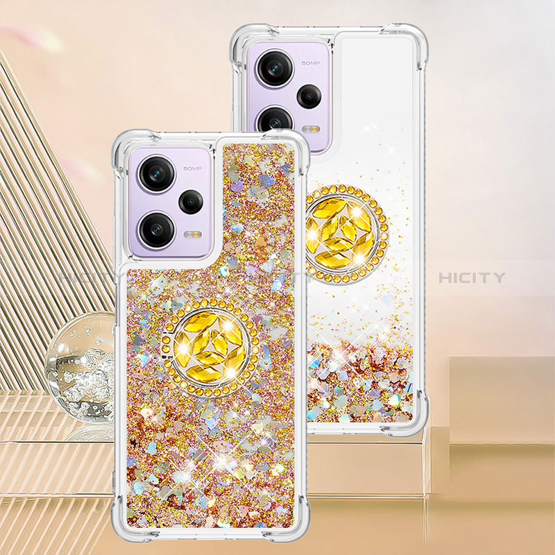 Funda Silicona Carcasa Goma Bling-Bling con Anillo de dedo Soporte YB1 para Xiaomi Redmi Note 12 Pro 5G Oro