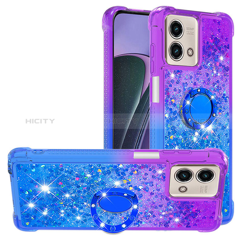 Funda Silicona Carcasa Goma Bling-Bling con Anillo de dedo Soporte YB2 para Motorola Moto G Stylus (2023) 4G Morado