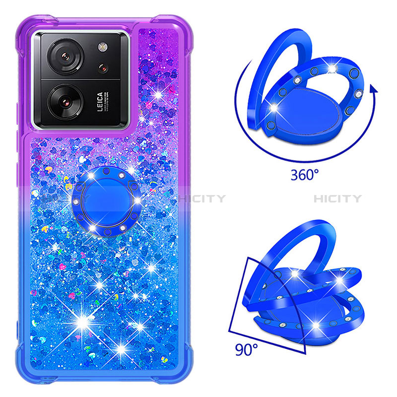 Funda Silicona Carcasa Goma Bling-Bling con Anillo de dedo Soporte YB2 para Xiaomi Mi 13T Pro 5G