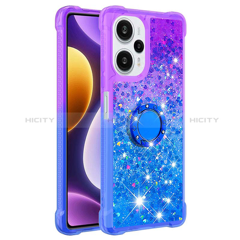 Funda Silicona Carcasa Goma Bling-Bling con Anillo de dedo Soporte YB2 para Xiaomi Poco F5 5G