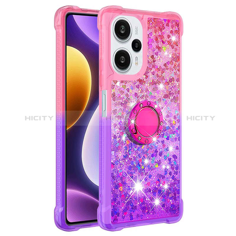 Funda Silicona Carcasa Goma Bling-Bling con Anillo de dedo Soporte YB2 para Xiaomi Poco F5 5G