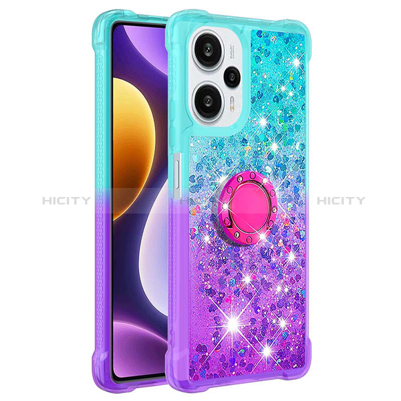 Funda Silicona Carcasa Goma Bling-Bling con Anillo de dedo Soporte YB2 para Xiaomi Poco F5 5G