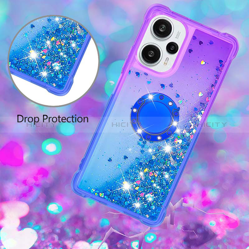 Funda Silicona Carcasa Goma Bling-Bling con Anillo de dedo Soporte YB2 para Xiaomi Poco F5 5G